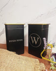 Personalised Matte Black Gold Metal Tin, Custom Engraved Logo Jar, Coffee, Tea Storage, Cookie Lollies Canister, Housewarming, Mom Xmas Gift