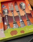 Custom Engraved Kid's Cutlery 4 Piece Set, Personalised Children Name Spoons, Fork, Knife/ Daycare Dining Tools, First Birthday Baptism Gift
