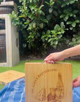 Personalised Bamboo Carry Cheese Board & Knife Set, Engraved Collapsible Travel Serve Tray, Folding Portable Picnic Charcuterie Platter Gift
