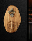 Personalised Acacia Wooden Wall Mounted Beer Cap Bottle Opener, Custom Engraved Name/ Logo Father's Day, Christmas, Groomsmen Gift