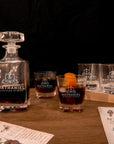 Engraved Whiskey Decanter Set with 4 Scotch Glasses, Personalised Custom Monogram Premium Whisky Birthday, Groomsmen, Bar Gift for Dad/ Him
