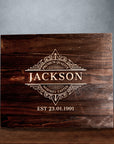 Engraved Wooden Boxed Whiskey Decanter Set with 4 Scotch Glasses, Personalised Custom Monogram Premium Rustic Vintage Whisky Birthday, Groomsmen, Bar Gift for Dad/ Him