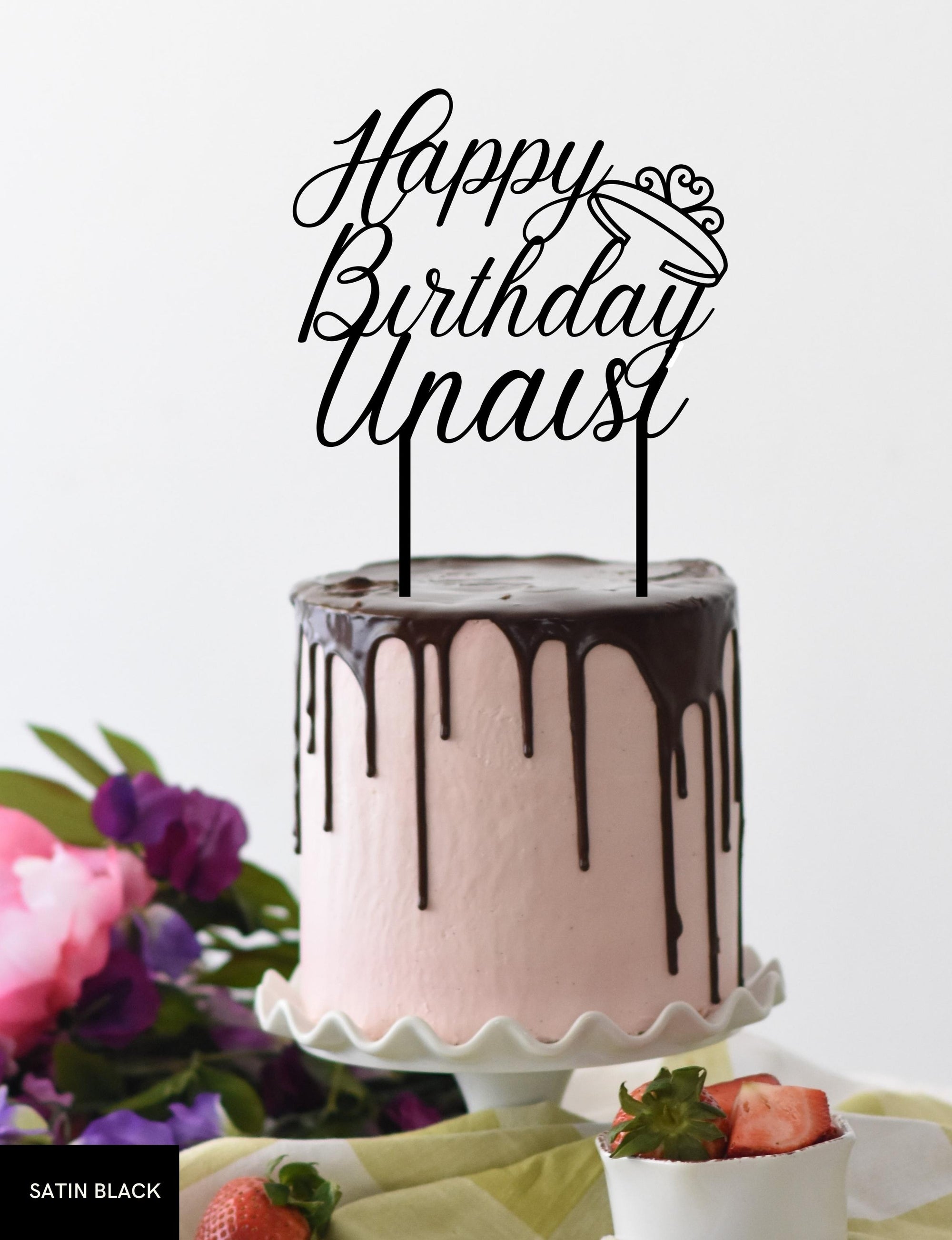 Personalised Birthday Princess Crown MDF/ Mirror Acrylic Cake Topper, Cut Out Custom Joint Name & Age, Wedding/ Celebration/ Event Party Decor Supply