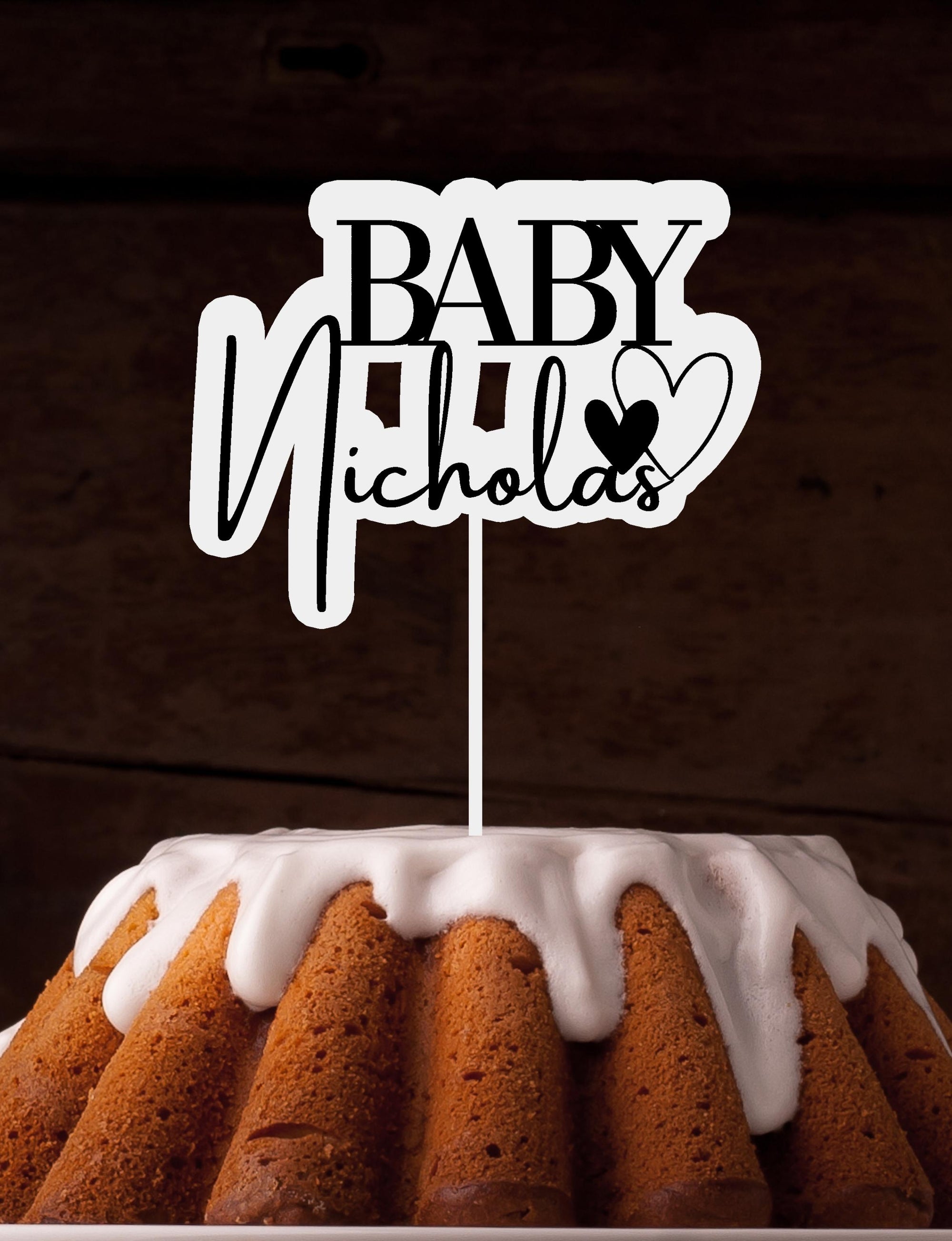 Personalised 3D Acrylic Double Layered Baby Name - Birthday Cake Topper, Shadow Effect, Custom Cut Out Joint Name, Wedding/ Celebration/ Event Party Decor Supply Toppers