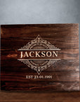 Engraved Wooden Boxed Whiskey Decanter Set with 4 Scotch Glasses, Personalised Custom Monogram Premium Rustic Vintage Whisky Birthday, Groomsmen, Bar Gift for Dad/ Him