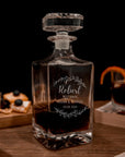 Engraved Whiskey Decanter Set with 4 Scotch Glasses, Personalised Custom Monogram Premium Whisky Birthday, Groomsmen, Bar Gift for Dad/ Him