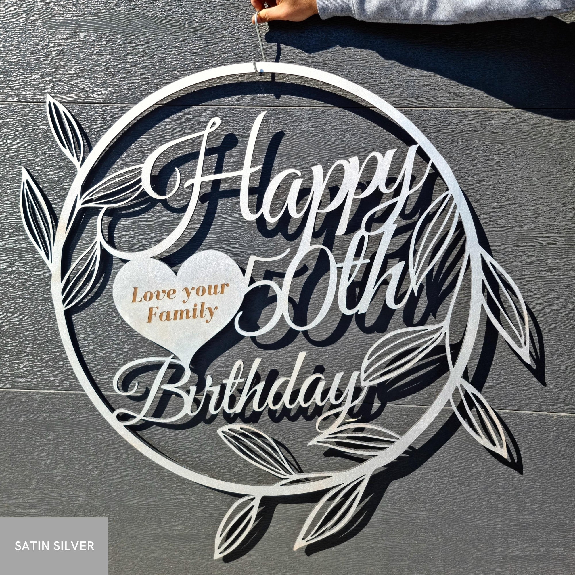 Birthday/ Wedding/ Welcome Event Heart & Leaf Circle Hoop Sign