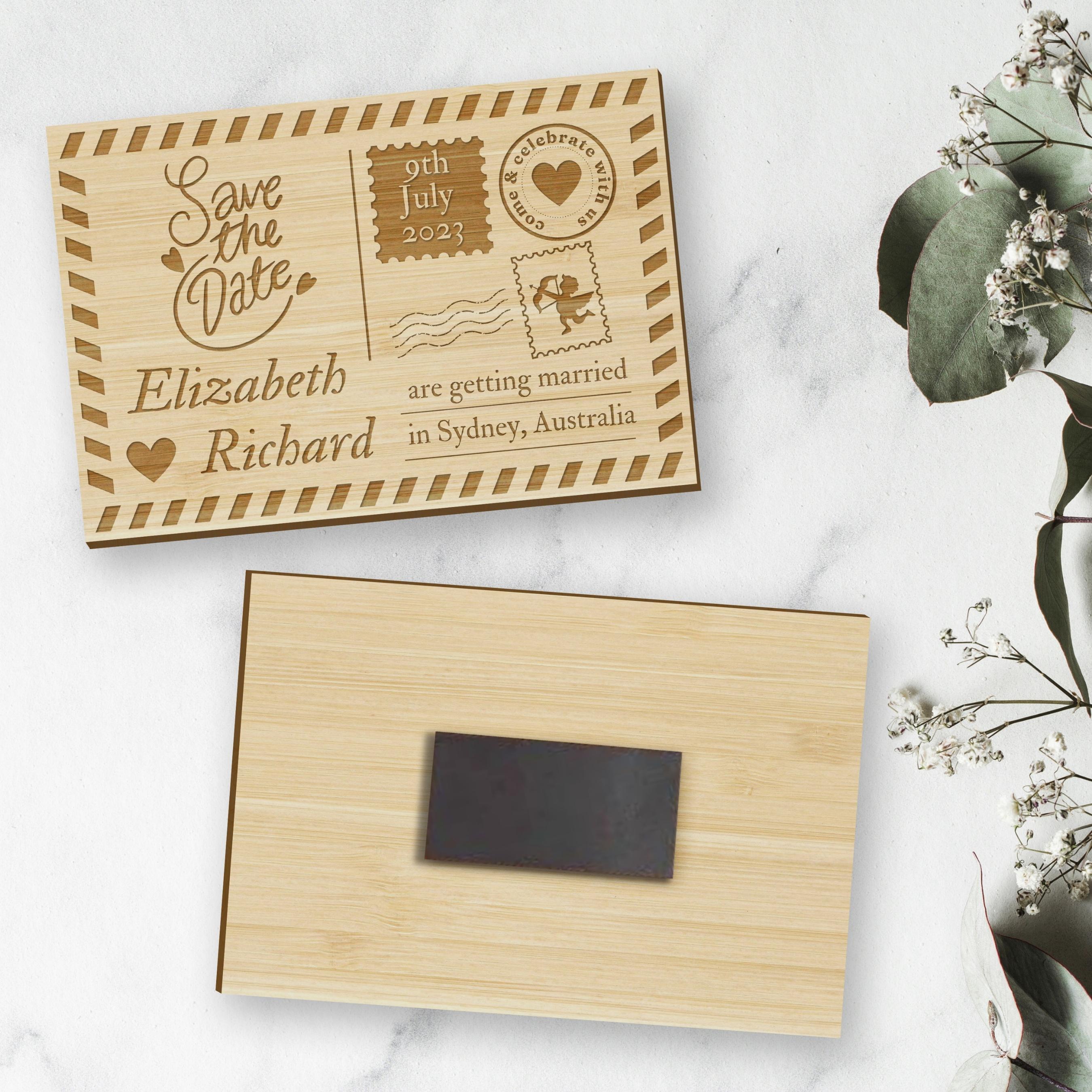 Engraved Wooden/ Acrylic Save The Date Fridge Magnets, Personalised ...