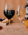 Engraved 480ml Red Wine Crystal Glass Made in Germany, Personalised Custom Monogram Glassware, Housewarming Groomsmen Bridal Corporate Gift
