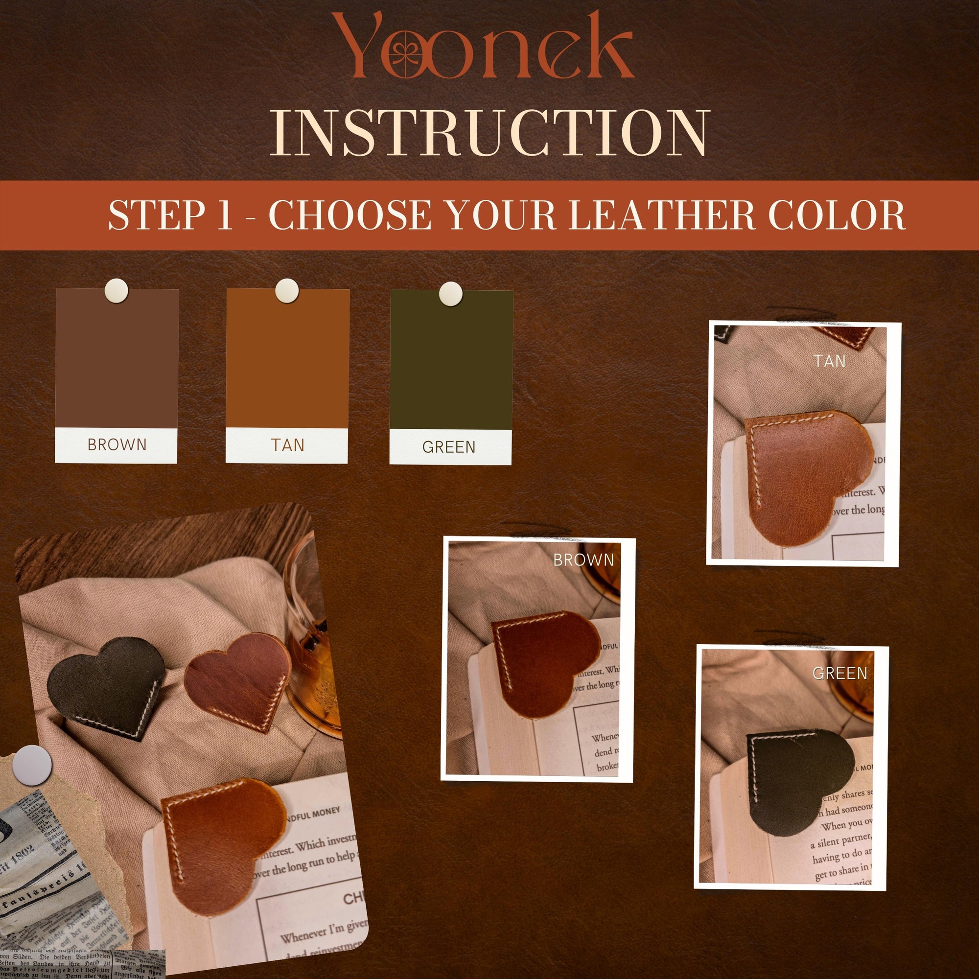 Personalised Cowhide Leather Round Heart Bookmark/ Monogram Custom Laser Engraved/ Gift for Him & Her/ Father/ Birthday/ Mum/ Book Lovers