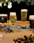 Christmas Personalised Set of 4 Beer - Portugal Glasses, Custom Engraved Pilsner Tank Mug, Corporate/ Father/ Housewarming Gift, Xmas, New Year Favour Present