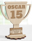 Personalised Number One Sport Player Wooden Trophy, Custom