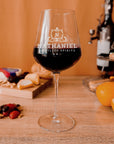 Engraved 640ml Red Wine Italian Crystal Glass, Personalised Custom Monogram Glassware, Housewarming Groomsmen Bridal Wedding Corporate Gift