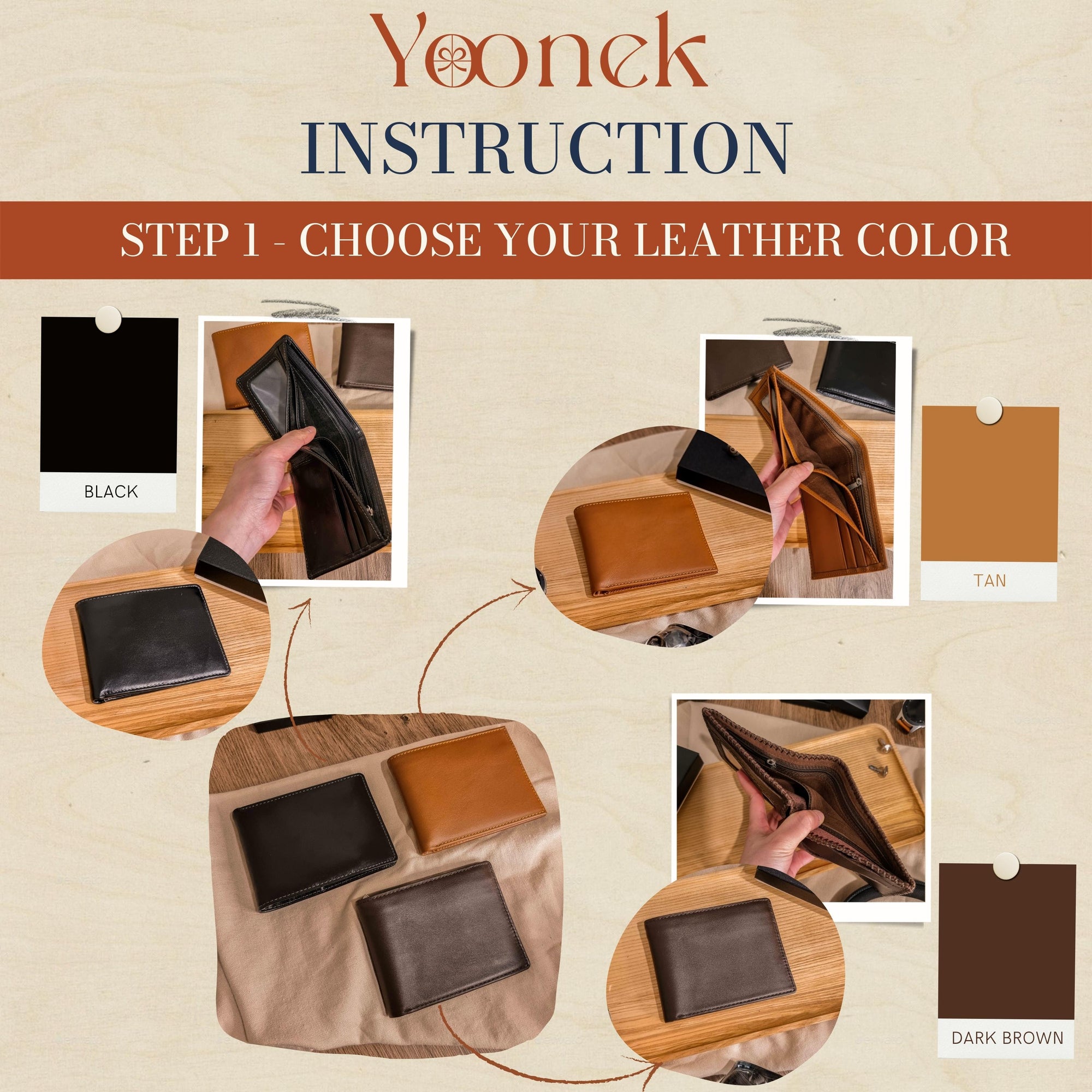 Engraved Smooth Genuine Leather Wallet