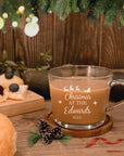 Christmas Personalised Glass Coffee Mug/ Tea Cup, Custom Logo Engraved Corporate, Teacher/Office/ Xmas/ New Year Gift/ Wedding Favours