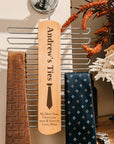 Personalised Wooden Tie & Belt Hanger, Custom Laser Engraved Wardrobe Organiser, Gift for Dad/ Teacher/ Grandpa/ Him Groomsman Father's Day