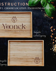 Personalised Bamboo Wooden Charcuterie Serving Tray, Engraved Timber Platter, Anniversary/ Housewarming Gift / Tech/ Office /Catchall Valet Catch Organizer