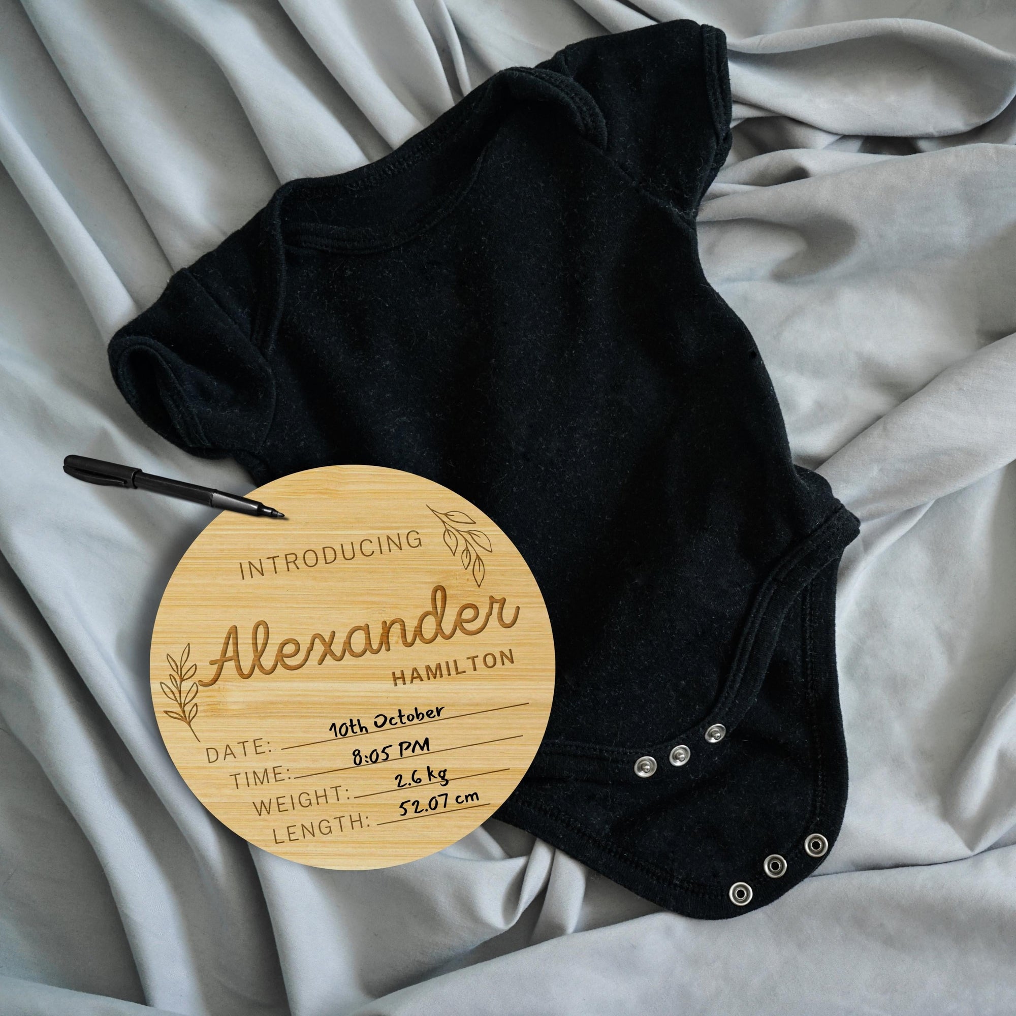 Personalised Wooden Birth Detail Announcement Plaque, Nursery Decoration, Hello World/ Introducing New Baby Name Arrival Sign, Newborn Gift