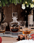 Christmas Engraved Whiskey Decanter Set with 4 Scotch Glasses - Carafe, Personalised Custom Premium Whisky Xmas New Year, Birthday, Bar Gift for Dad/ Him
