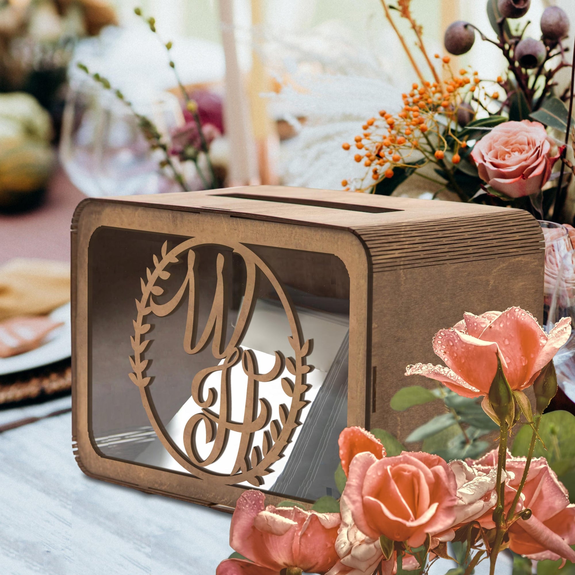 Custom Made Laser Cut Plywood Wishing Well Box, Personalised Name & Date Money, Envelope, Card Boxes, Rustic Wedding Memory Keepsake Gift