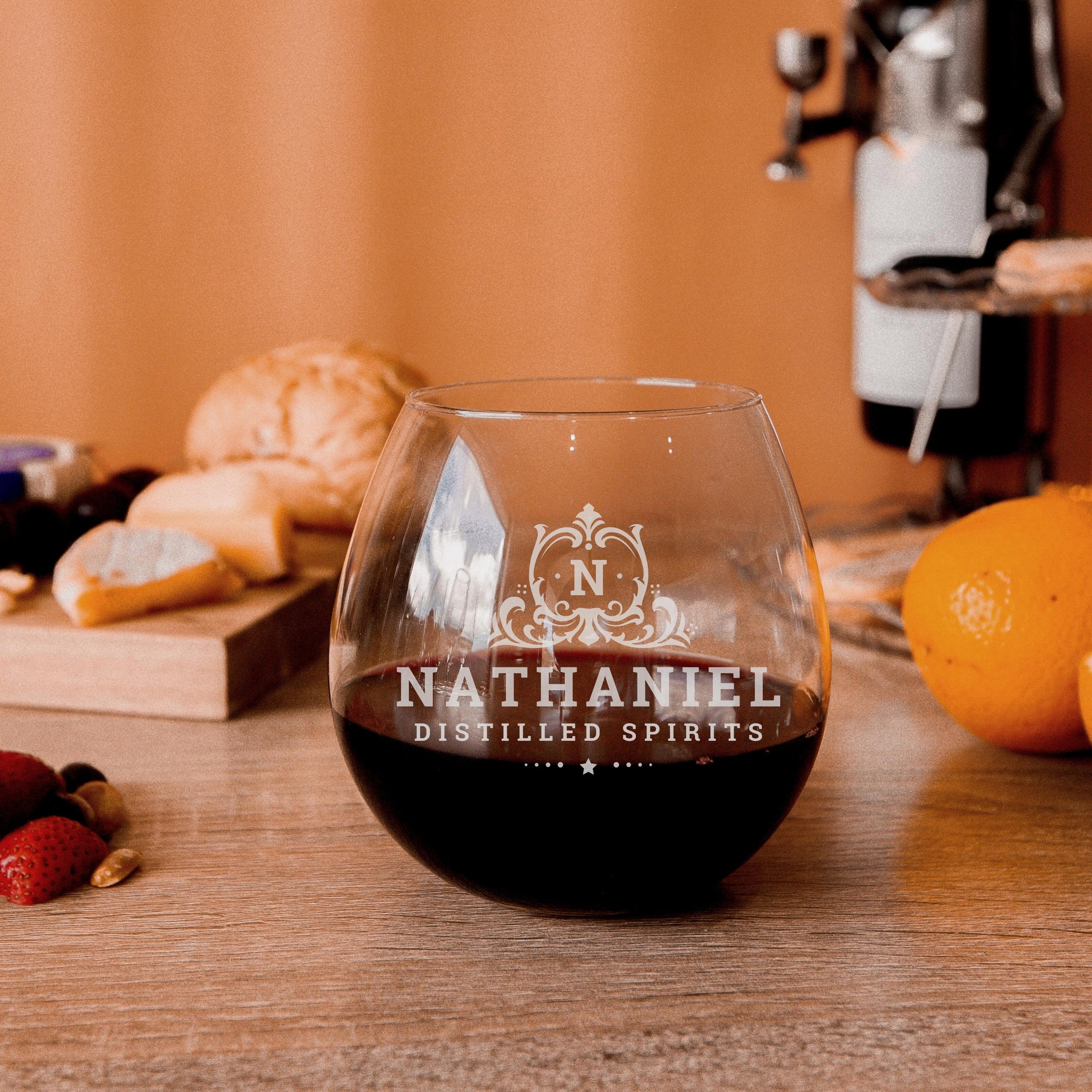 Personalised 720ml Stemless Wine Tumbler Glass, Laser Custom Engraved Champagne, Corporate/ Birthday, Housewarming Gift, Wedding Bridesmaid Favour
