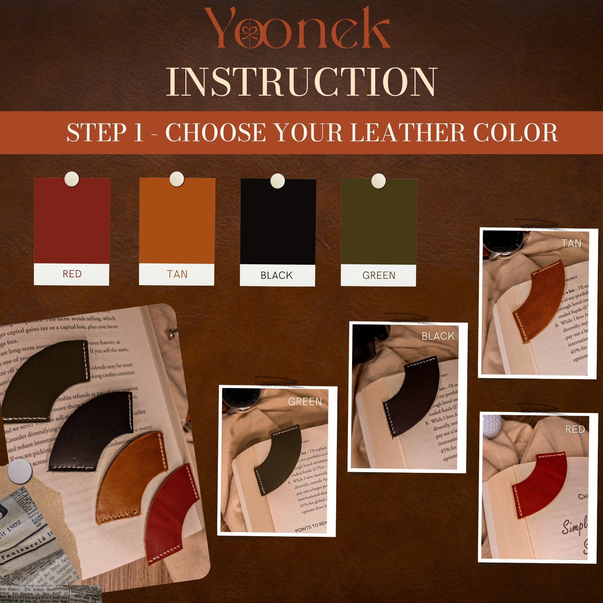 Personalised Cowhide Leather Round Corner Bookmark/ Monogram Custom Laser Engraved/ Gift for Him & Her/ Father/ Birthday/ Mum/ Book Lovers