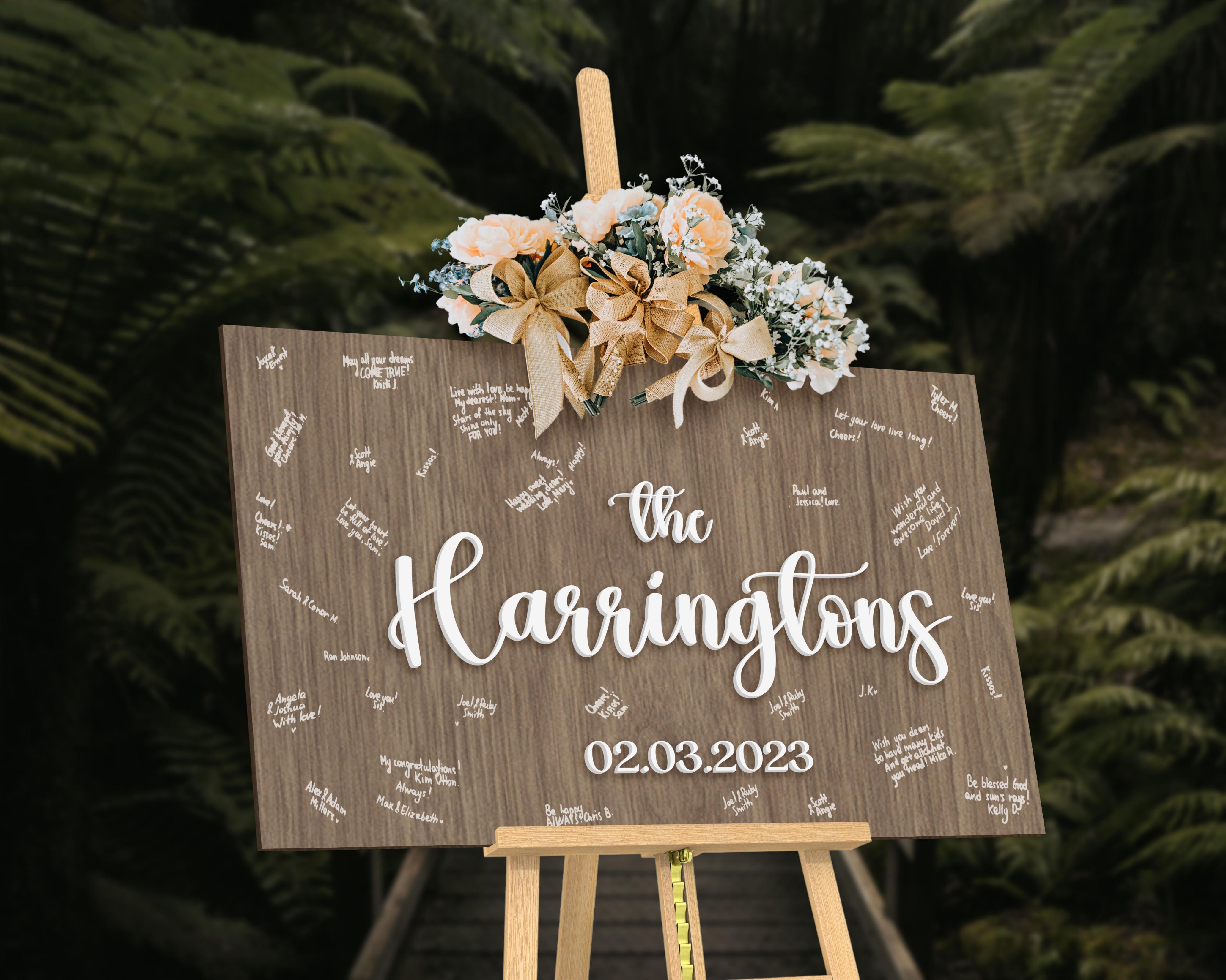Custom 3D Raised Name Timber Wedding Alternative Guest Book