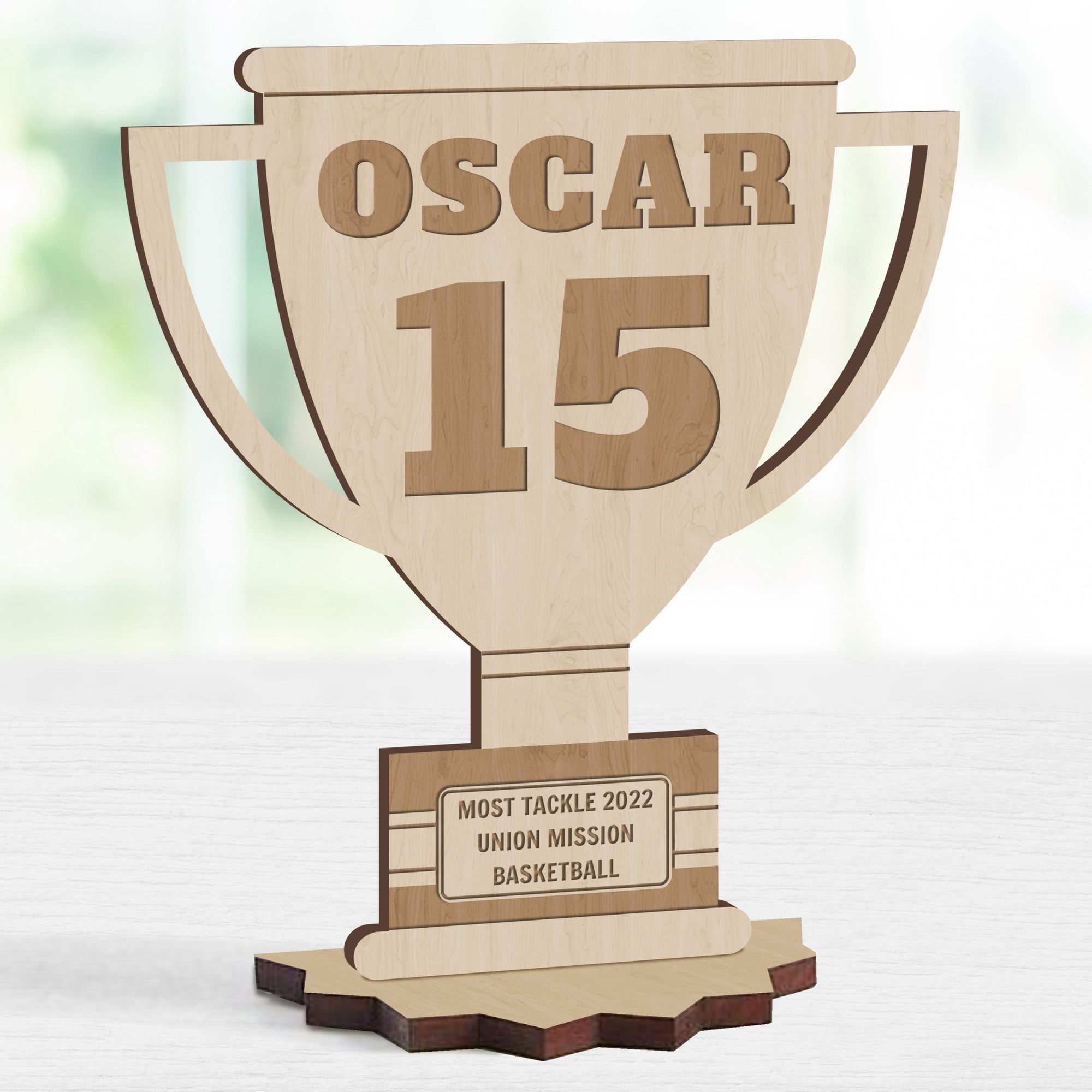 Personalised Number One Teacher Trophy Award, Wooden Keepsake Gifts