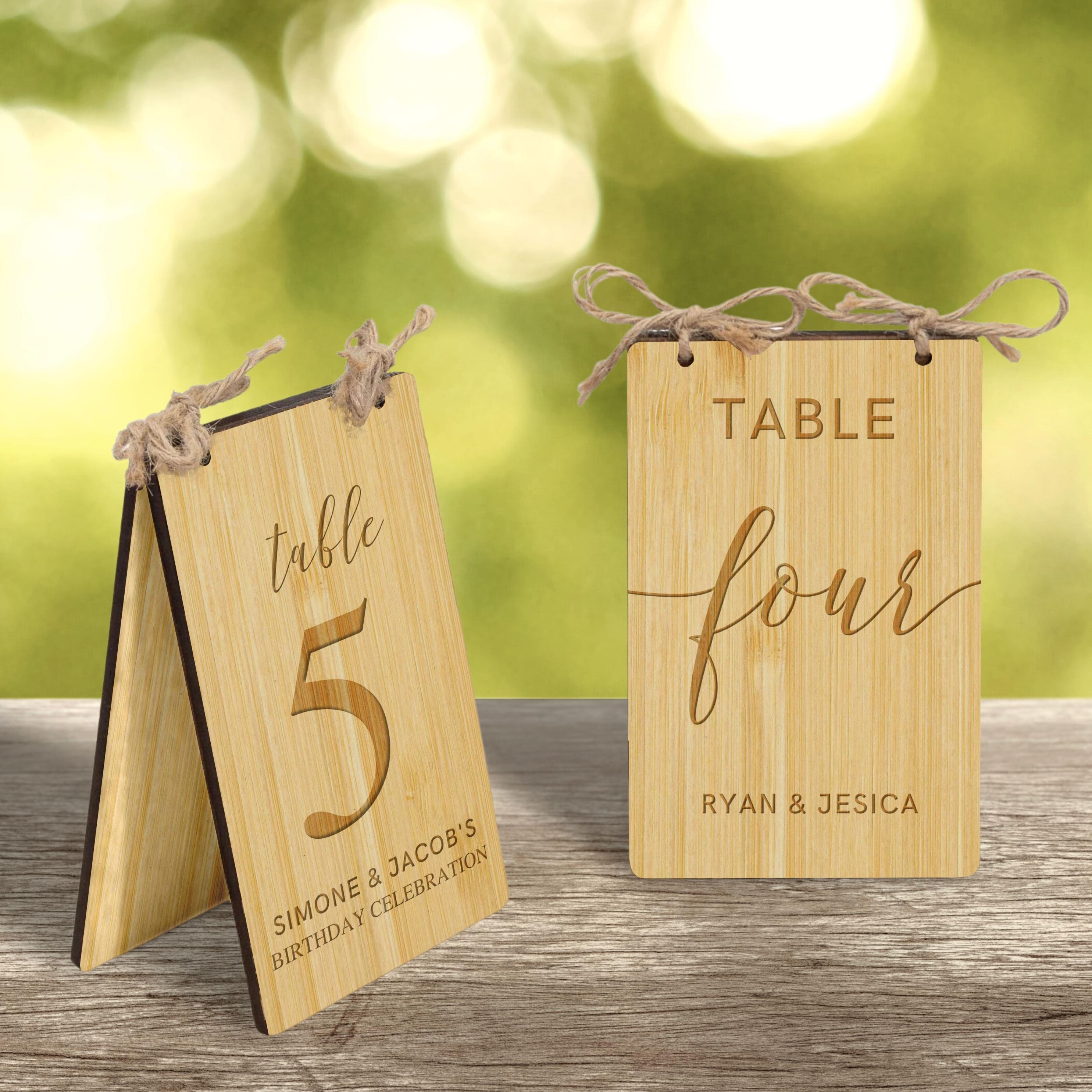 Personalised Plywood Wedding Number Holder, Custom Engraving Double ...