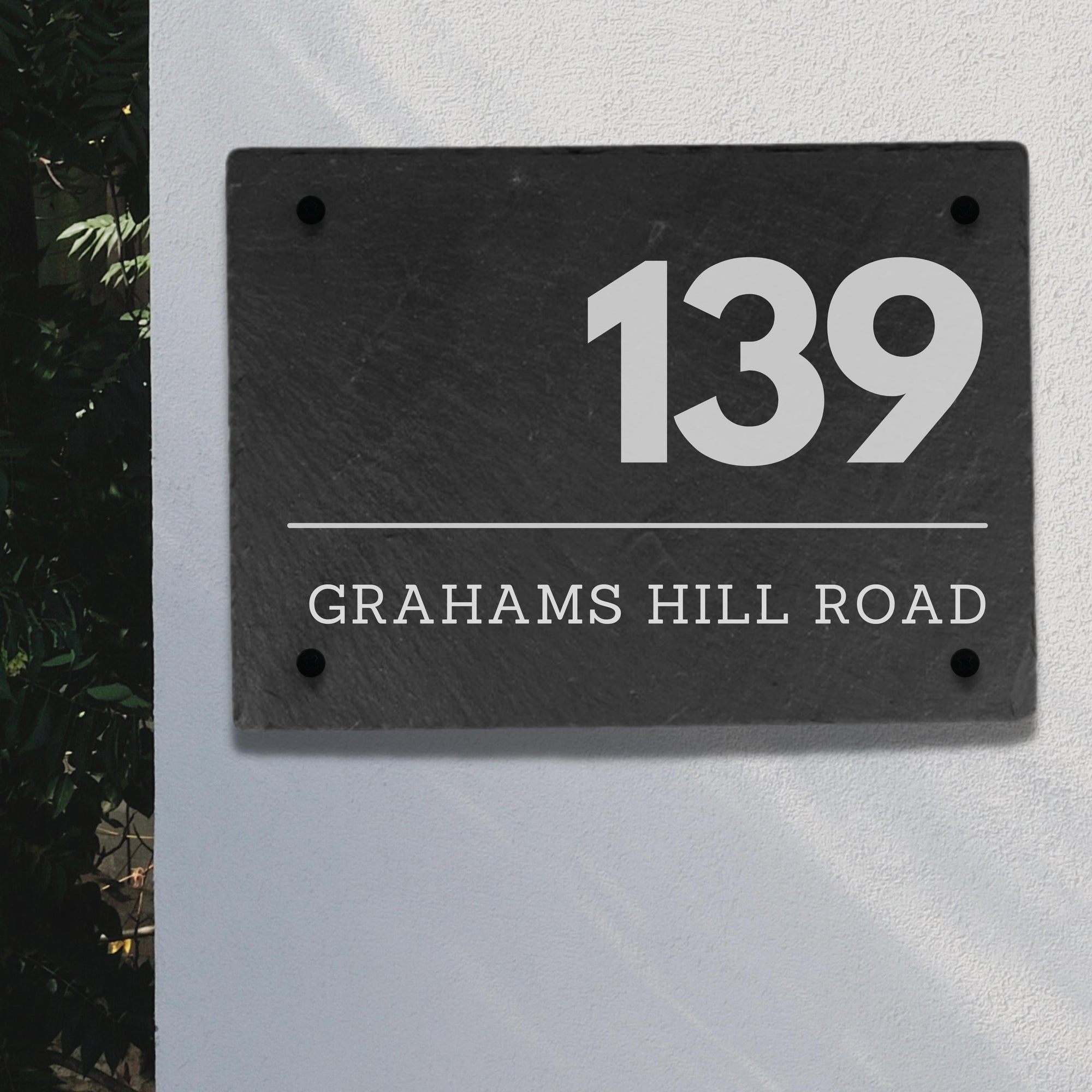 Personalised Rectangle Slate Door Number Plaque/ House Name Sign/ Charcoal Plate Custom Engraved Gate/ Rustic Farmhouse Signage/ House Warming Gift