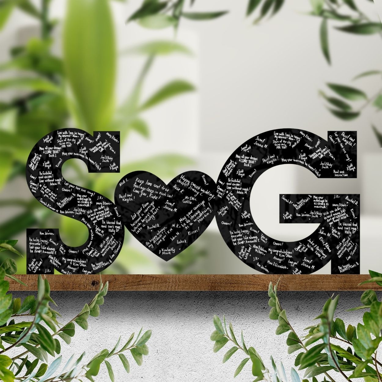 Engraved Rose/ Gold Mirror Acrylic Letter, Guest Book Alternative, Personalised Initials Heart Couple,  Rustic/ Vintage/ Modern/ Classic Wedding Decor, Engagement/ Birthday Signage on Easel, Laser Cut GuestBook