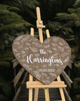 Custom Heart Love 3D Raised Name Timber Wedding Alternative Guest Book Welcome Sign, Personalised Rustic/ Vintage/ Boho, Country Hippie style Wooden Names, Ceremony/ Event/ Engagement/ Bridal Shower/ Birthday Signage on Easel