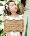 Custom Wooden Wedding Page Boy/ Flower Girl Sign, Personalised Timber Ring Bearer, Here Comes My Auntie/ Uncle/ Bride/ Groom Signage, Rustic/ Vintage Country/ Engagement/ Bridal Shower/ Birthday