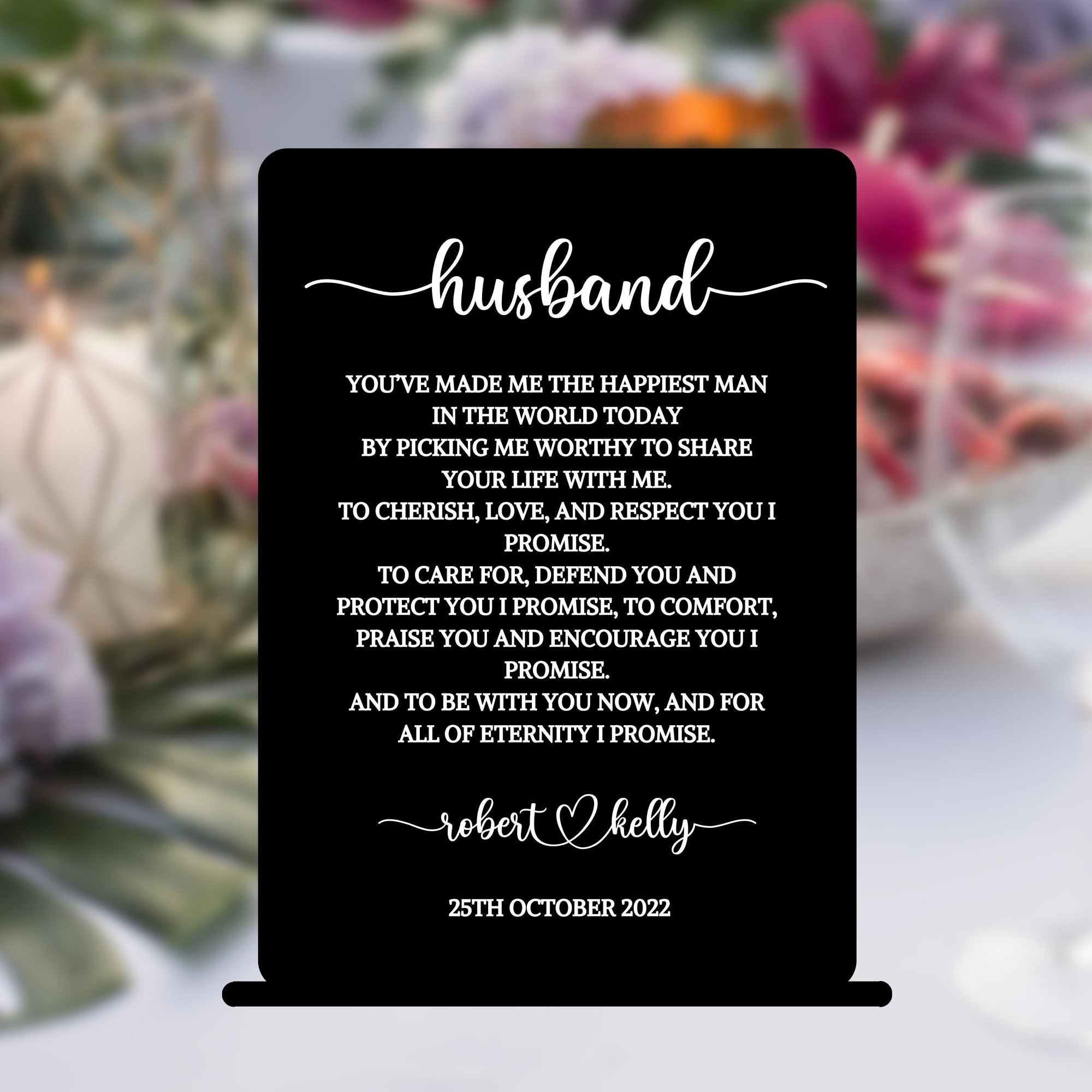 Custom Engraved Acrylic Wedding Vows, Personalised Husband and Wife Vow Book Sign, Bride/ Groom,  Newlywed Couple Plaque, Luxury Wedding Decor Ceremony/ Elegant Event / Engagement/ Bridal Shower
