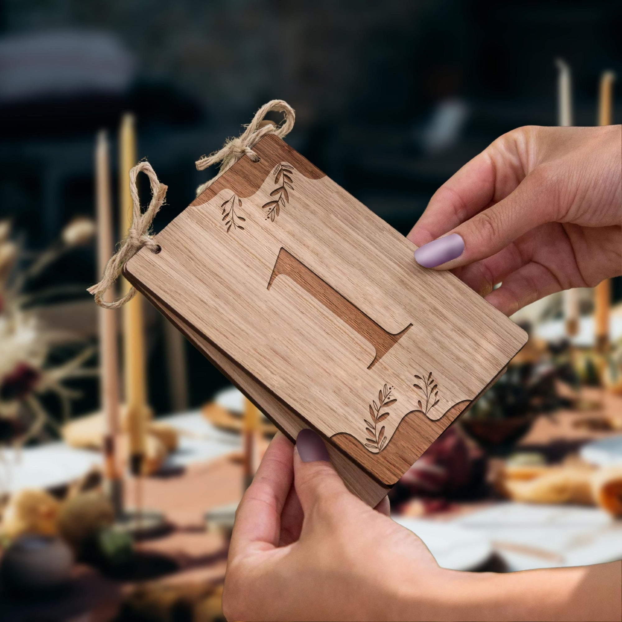 Personalised Plywood Wedding Number Holder, Custom Engraving Double Sided Rustic Table Plaque, Vintage Wedding Decor, Ceremony, Event Sign