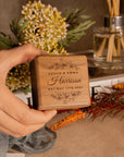 Personalised Wooden Engagement Proposal Ring Bearer Box, Custom Engraved Wedding Double Slot Solid Walnut Double Slot Square Ring Holder Storage, Rustic Vintage Anniversary Gift