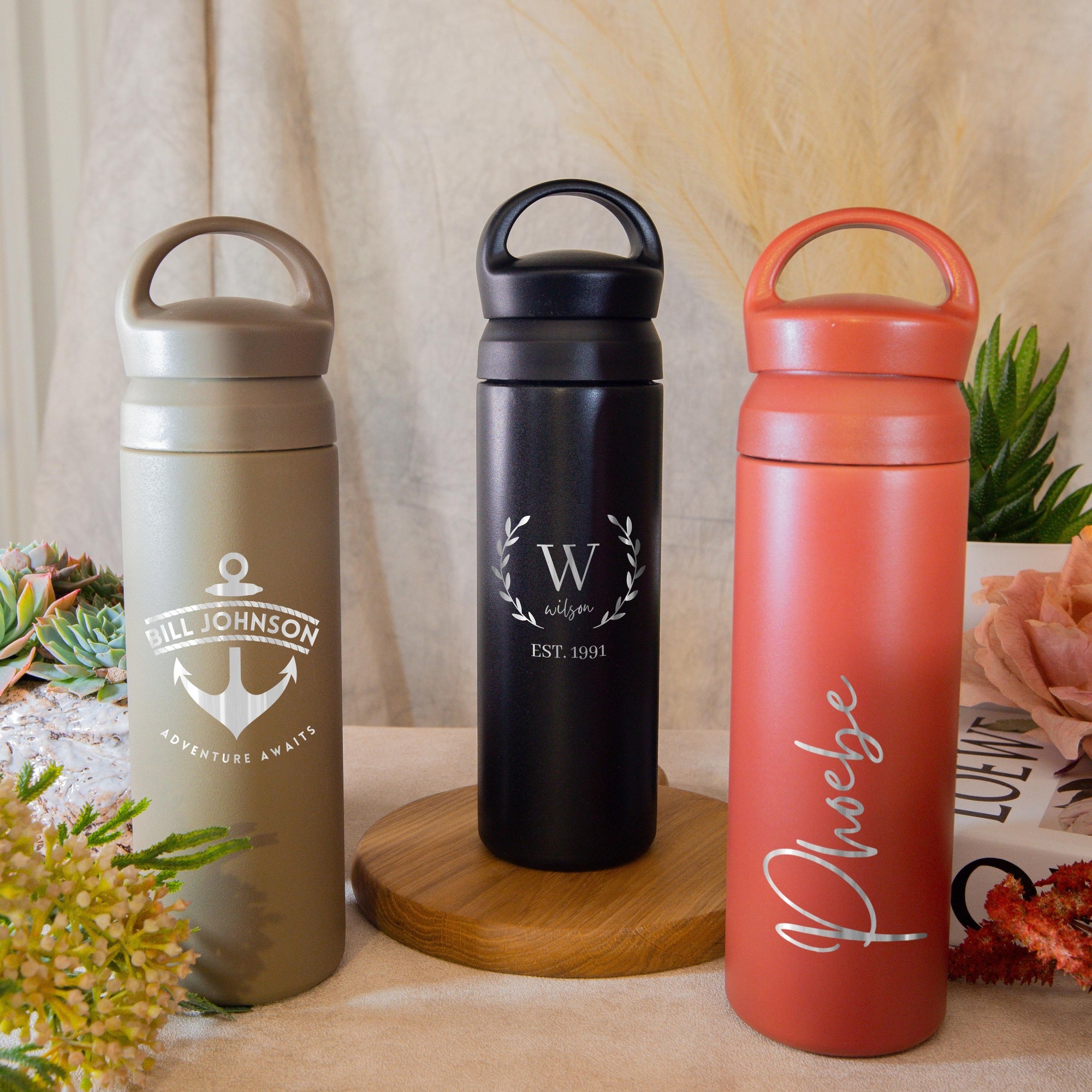Personalised Engraved Stainless Steel Insulated Water Bottle, Laser Custom Logo,  Eco Friendly Coffee Tea Cup, Travel Thermal Drink, Corporate Birthday Teacher Gift, Insulation Portable Vacuum Flasks & Thermoses