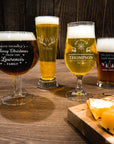 Christmas Personalised Set of 4 Beer - Portugal Glasses, Custom Engraved Pilsner Tank Mug, Corporate/ Father/ Housewarming Gift, Xmas, New Year Favour Present
