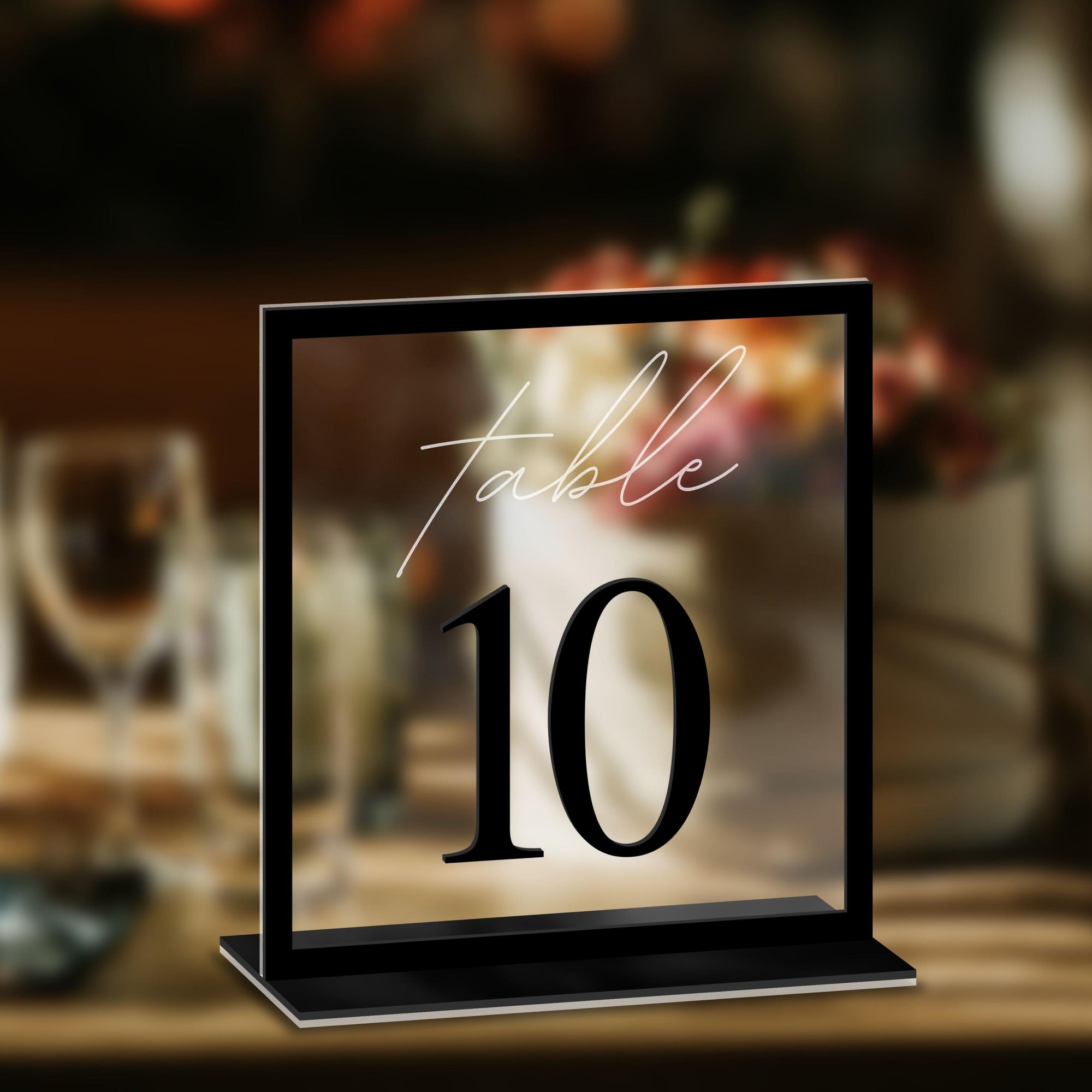 Personalised Engraving & 3D Raised Acrylic Wedding Square Table Number, Custom Banqueting Tables Plaque, Luxury Wedding Decor Ceremony/ Elegant Event / Engagement/ Bridal Shower/ Birthday Menus, Signs