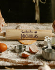 Christmas Personalised Wooden Rolling Pin, Custom Engraved Timber Dough Roller, Cake Baking Utensil, Xmas/ New Year Birthday Corporate Gift