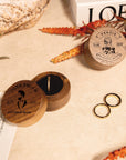 Personalised Wooden Engagement Proposal Ring Bearer Box, Custom Engraved Wedding Single Slot Solid Walnut Round Ring Holder Storage, Anniversary Gift