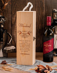 Christmas Personalised Pine Wooded Wine Box Gift, Engraved Custom Housewarming/ Birthday Champagne, Wedding Bridesmaid/ Groomsman Favour, Xmas/ New Year Mother, Father Present Box