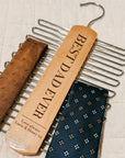 Personalised Wooden Tie & Belt Hanger, Custom Laser Engraved Wardrobe Organiser, Gift for Dad/ Teacher/ Grandpa/ Him Groomsman Father's Day