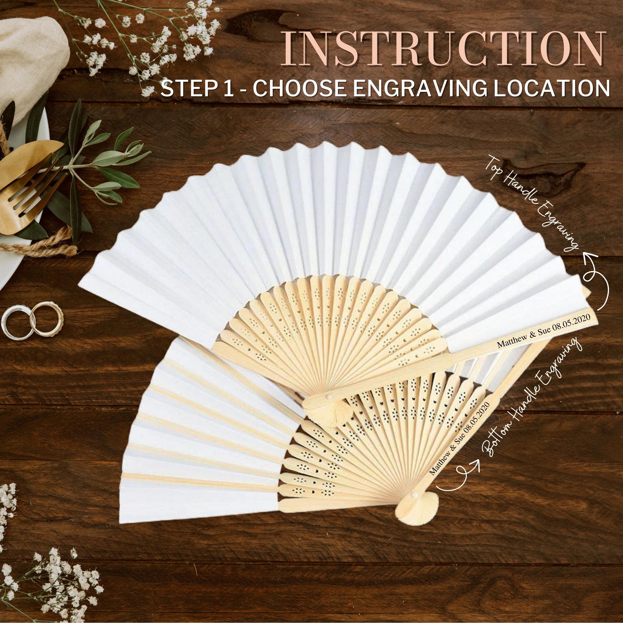 Custom Engraved Bamboo Foldable Wedding Hand Fan