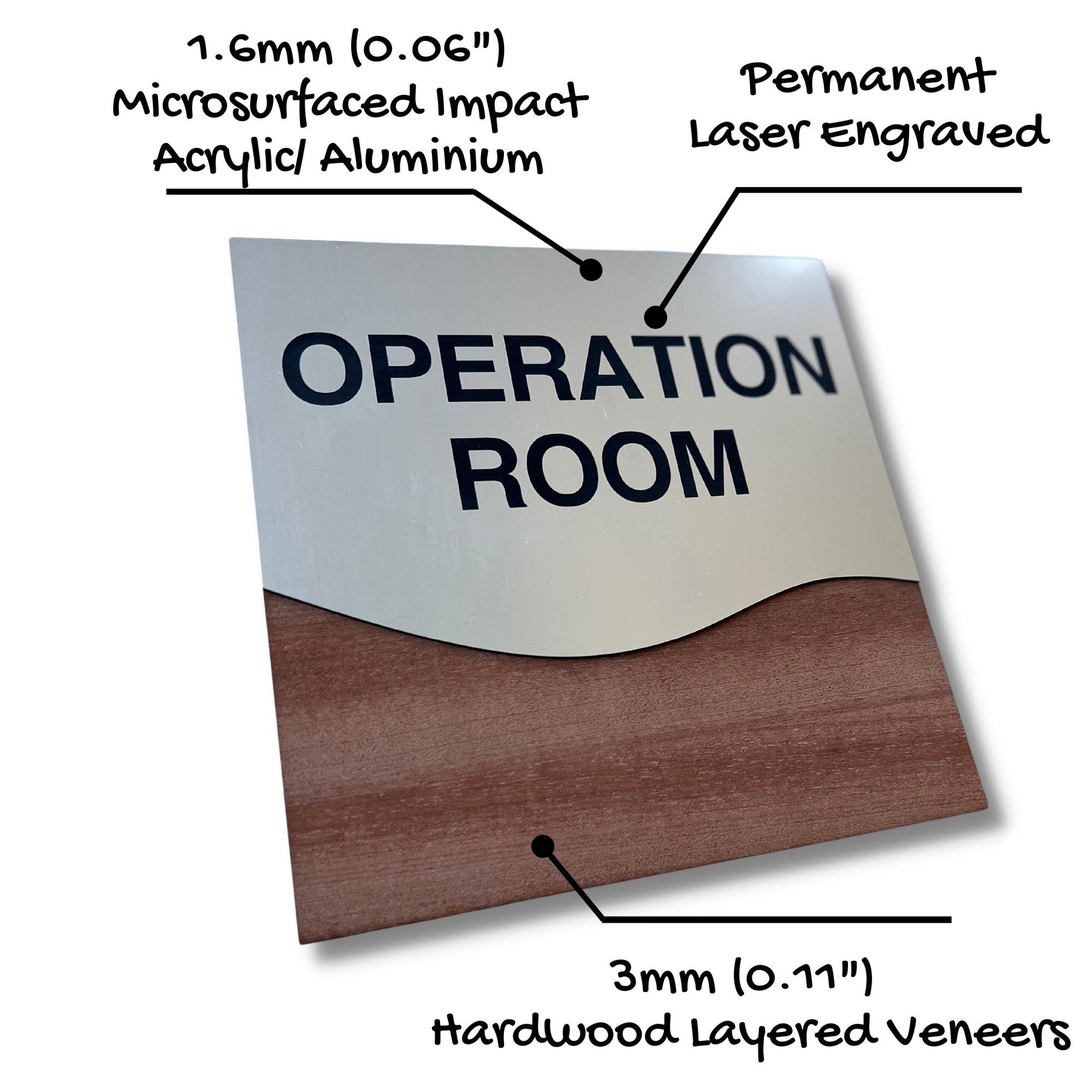 Custom Engraving Double Layers Wooden & Acrylic Room Name Sign, Door Number Plaque, Personalised Wall Room Plate, Business Logo Company Signage for Office, Apartment, Hotel, / House Warming, Grand Opening's Gift