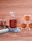Engraved Wooden Boxed Whiskey Decanter Set & 4 Scotch Glasses, Personalised Custom Vintage Whisky Barware Birthday Gift Dad/ Him, Groomsmen