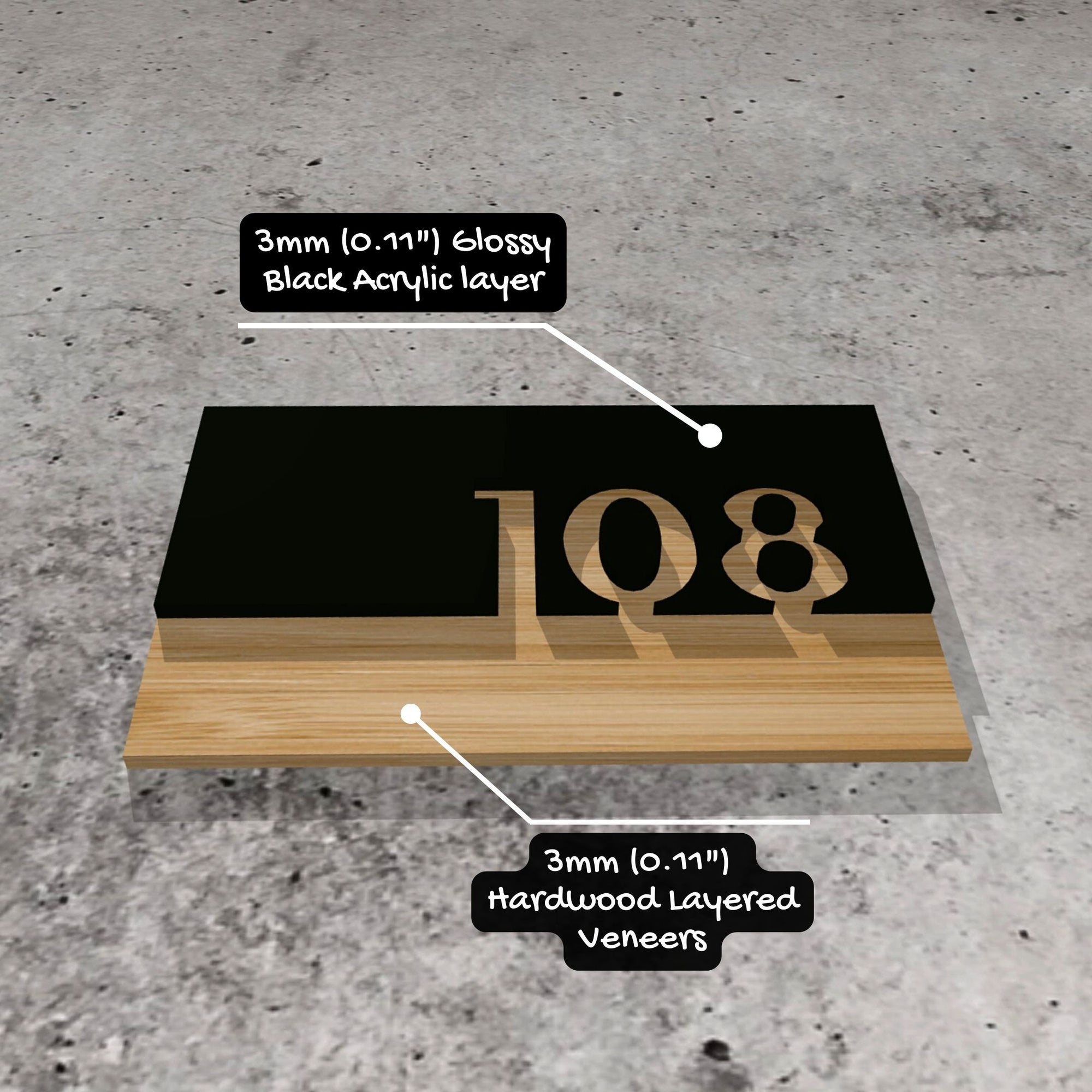 Personalised Double Layers Wooden & Acrylic Door Sign, Room Name/ Number Plaque, Laser Cut Custom Business Logo, Wall Room Plate, Company Signage for Office, Apartment, Hotel, / House Warming, Grand Opening's Gift