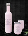 Personalised Engraved Stainless Steel Double Wall Insulated Travellers Set of 3, Thermal Wine Bottle & 2 Tumblers Custom Logo Corporate Gift