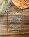Custom Engraved Acrylic Wedding Vows, Personalised Husband and Wife Vow Book Sign, Bride/ Groom, Newlywed Couple Plaque, Luxury Wedding Decor Ceremony/ Elegant Event / Engagement/ Bridal Shower