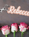 Custom Acrylic 3D Double Layered School Bag Name Tag, Personalised Script Seating Place Names Key Ring/ Key Chain, Teacher/ Christmas Gift/ Wedding Favour